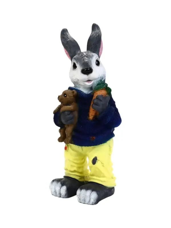 Садовая фигура 46 х 20 х 19 см полистоун Заяц с морковкой