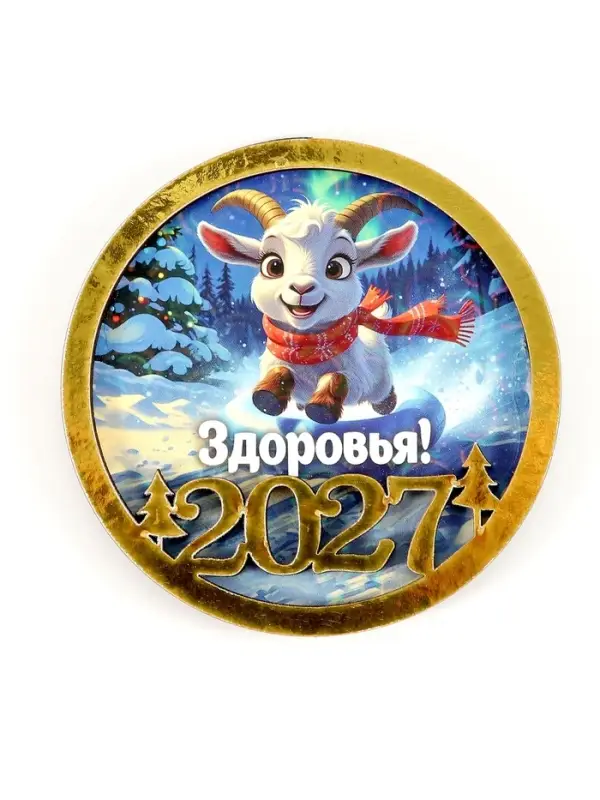 Магнит новогодний 2027 &laquo;Здоровья!&raquo; d=8 см