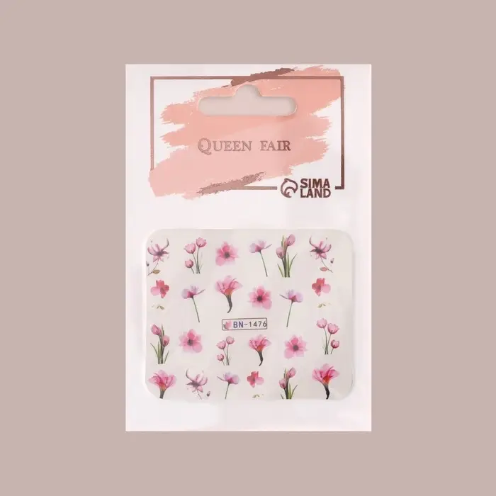 Слайдеры для ногтей «Цветы», розовые, зелёные