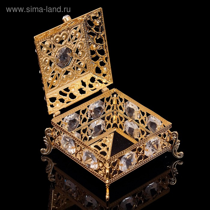 Шкатулка «Грация», с зеркалом, 5,8×5.8×4.4 см, с кристаллами Шкатулка «Грация», с зеркалом, 5,8×5.8×4.4 см, с кристаллами