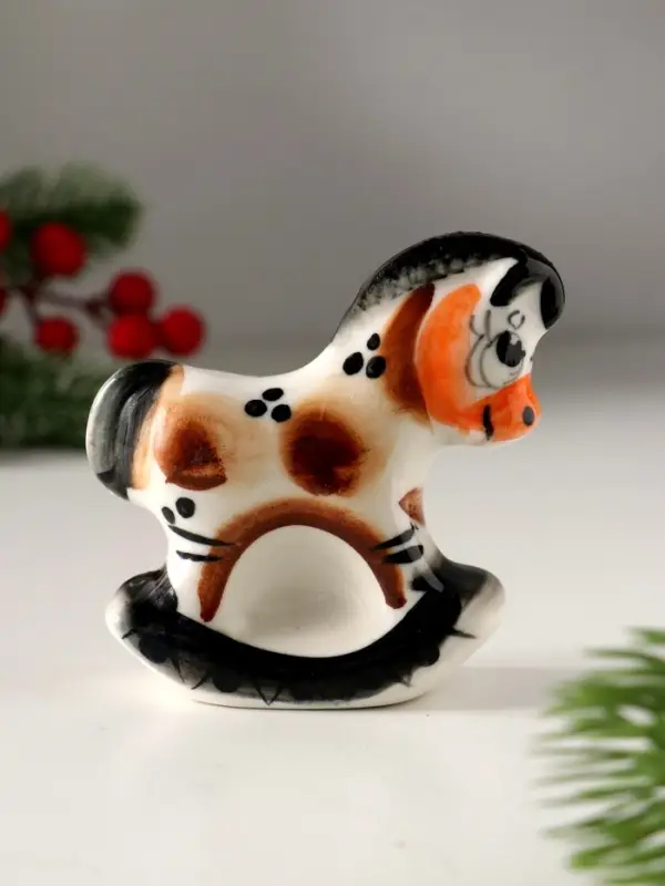 Сувенир Конь качалка, 7х7см, гжель, цвет Сувенир Конь качалка, 7х7см, гжель, цвет