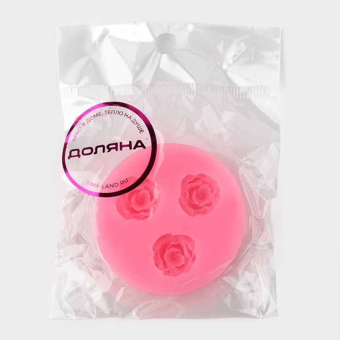 Молд Доляна «Три малых розы», силикон, 4,5 см, цвет розовый Молд Доляна «Три малых розы», силикон, 4,5 см, цвет розовый