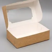 Коробка складная с окном под зефир, крафт, 25×15×7 см
