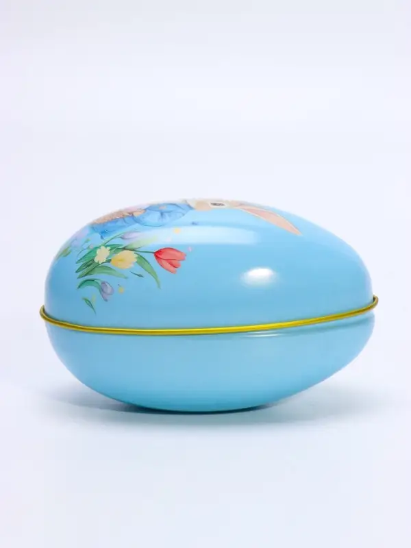 Шкатулка - яйцо металлическая &laquo;Зайчик в синем наряде&raquo;, 11&times;6.5&times;7 см
