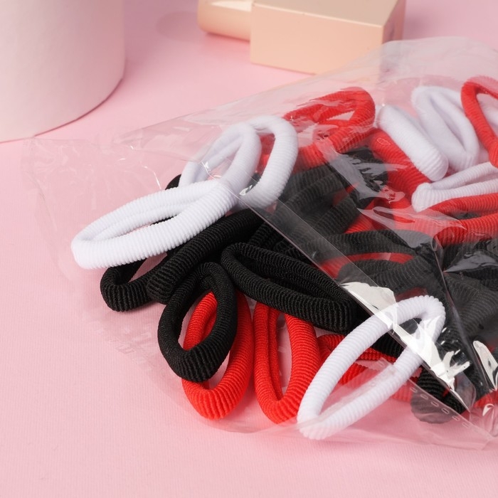 Резинка для волос Резинка для волос "Махрушка" (набор 48 шт) 6 см, красный чёрный белый