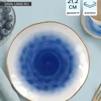 Тарелка Доляна &laquo;Космос&raquo;, d=21.2 см, фарфор, белая, синяя