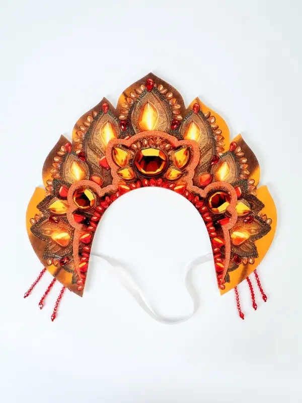 Карнавальный кокошник  Карнавальный кокошник "Золотая королева" фетр с блёстками