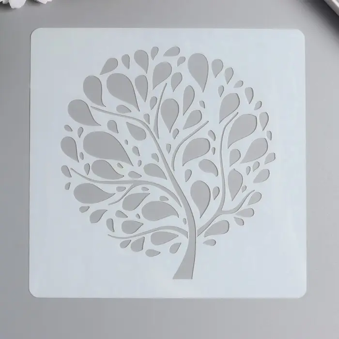 Трафарет пластик "Круглое дерево" 13х13 см