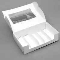 Коробка складная, под 5 эклеров, белая, 25&times;15&times;6.6 см