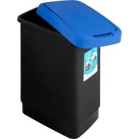 Ведро мусорное пластик 25л кругл черн с син крышкой 330х470х260мм IDEA ТВИН