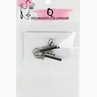 Концевик для браслета из бисера (пара) 20 мм, с цепочкой удлинителем, цвет серебро