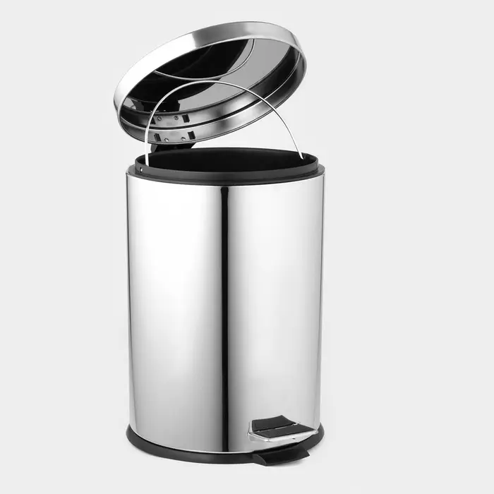 Ведро мусорное с педалью Доляна, 20 л, нержавеющая сталь, хромированное