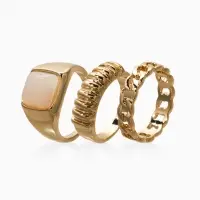 Набор колец 3 шт "Новый стиль" цепь, размер МИКС, цвет белый в золоте