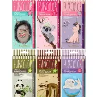 Карандаши цветные 12 цветов FunColor, пластиковые, трёхгранные, МИКС