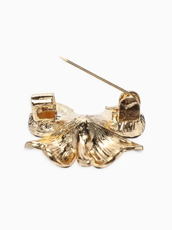 Брошь &laquo;Клевер&raquo; матовая, цвет белый в золоте