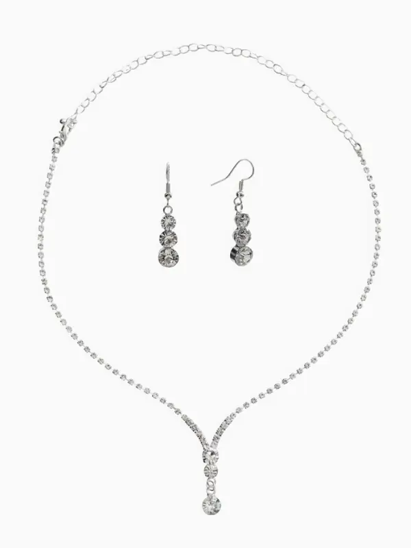 Набор 2 предмета: серьги, колье &laquo;Вечерний шик&raquo;, белый в серебре