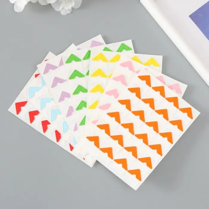 Набор уголков с кармашком для фотографий 24 уголка "Цветные" МИКС 12,5х9 см