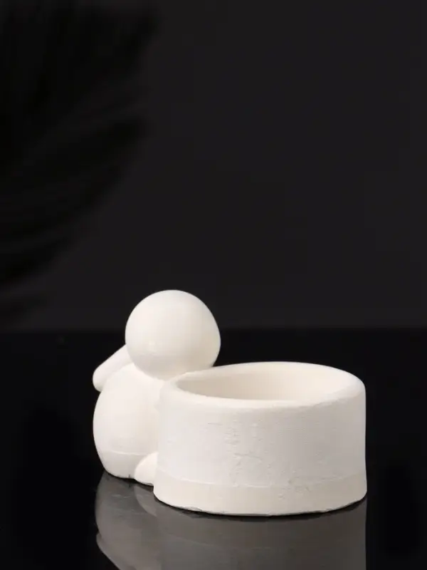 Подсвечник  Подсвечник "Заяц с чашей" 8х6х4 см, натуральный, гипс