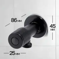 Кран угловой ZEIN engr, 1/2" &times; 1/2", кран-букса латунь/керамика, нерж. сталь, черный