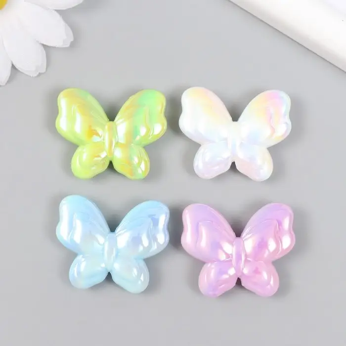 Бусина пластик для творчества "Бабочка. Перламутр" МИКС 3,5 см