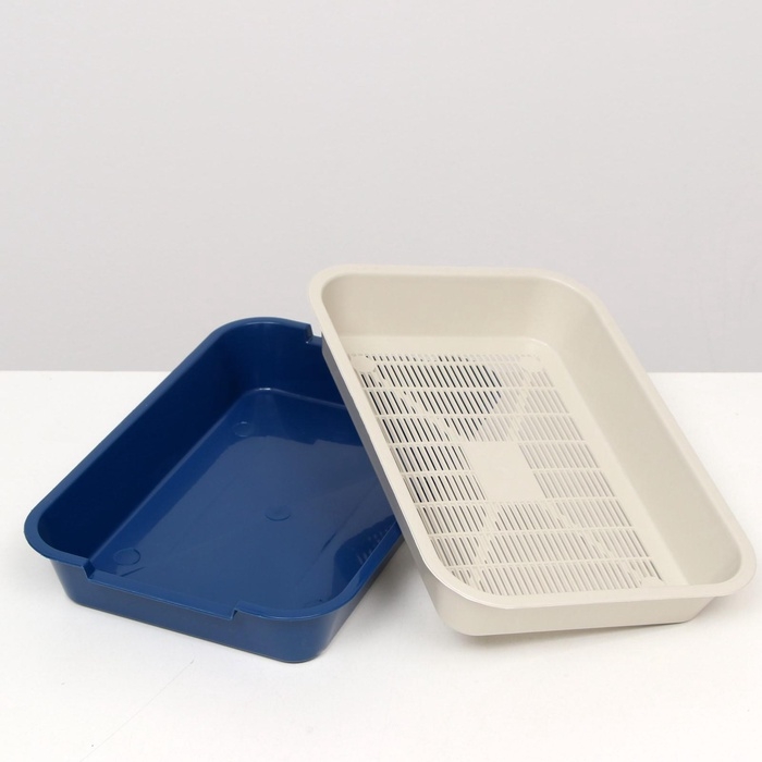 Туалет средний с сеткой 36 х 26 х 6,5 см, синий/бежевый Туалет средний с сеткой 36 х 26 х 6,5 см, синий/бежевый