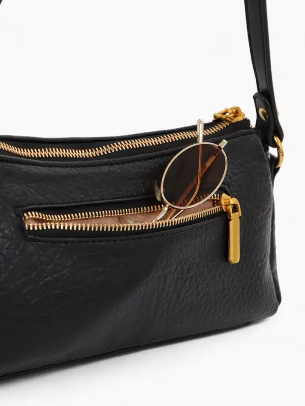 Сумка женская багет TEXTURA на молнии, 27&times;8&times;13 см, чёрная