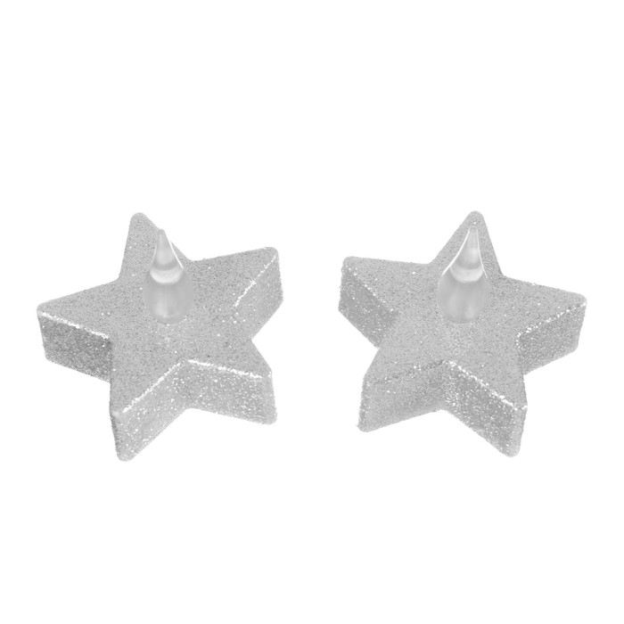 Ночник Ночник "Звезда свеча" LED 1Вт от батареек 3хLR44 серебро 5х5х2см, (набор2 шт ). RISALUX