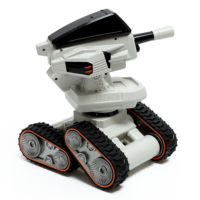 Танк «Луноход», радиоуправление, звук, стреляет гелевыми пулями, белый Танк «Луноход», радиоуправление, звук, стреляет гелевыми пулями, белый