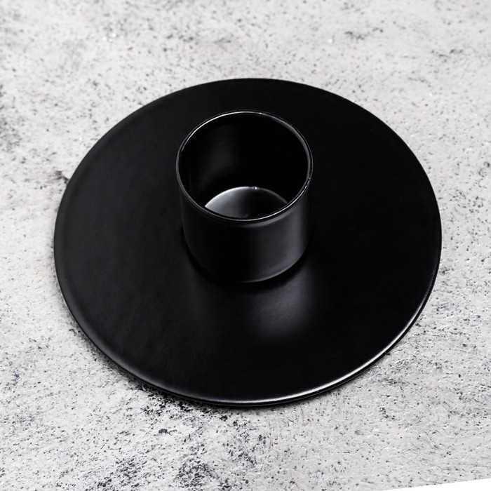 Подсвечник  Подсвечник "Круг" металл на 1 свечу, 7х3 см, черный муар