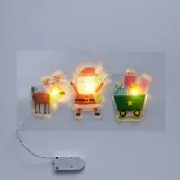Светодиодная наклейка на окна &laquo;Дед Мороз с подарками&raquo;, 0.5 м, 3 LED, от батареек CR2032&times;2, свечение тёплое белое