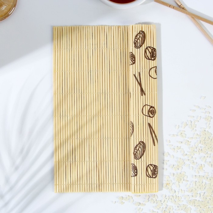 Циновка Макису для приготовления суши и роллов/коврик бамбуковый «Суши», 22 х 24 см