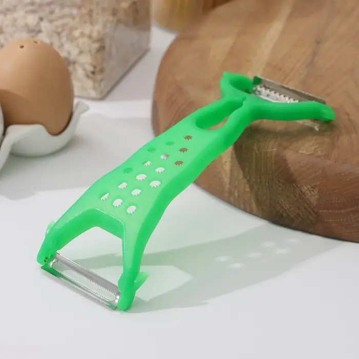 Овощечистка Доляна «Горох», двухсторонняя, 17,5 см, цвет зелёный Овощечистка Доляна «Горох», двухсторонняя, 17,5 см, цвет зелёный