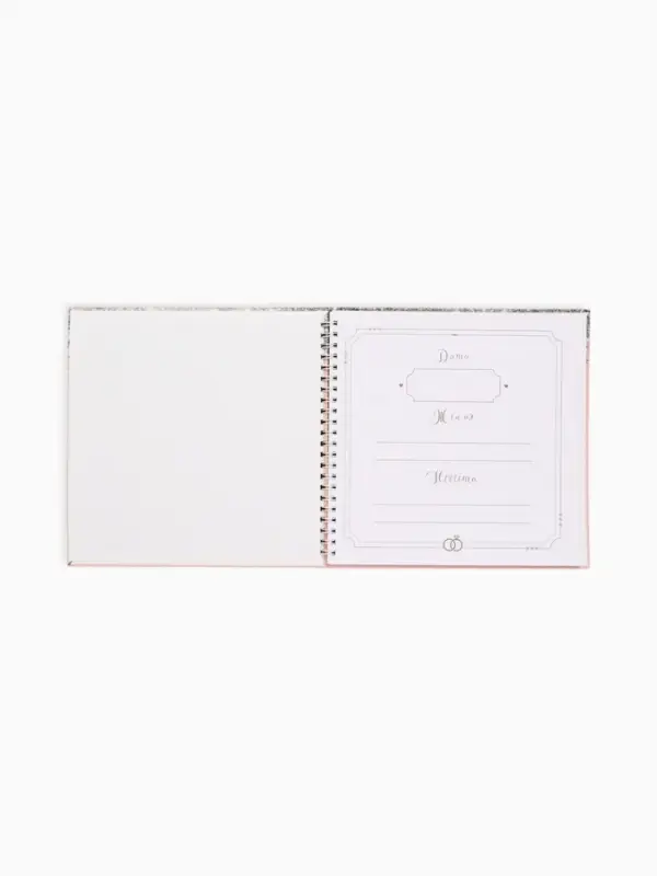 Книга пожеланий на свадьбу, на пружине &laquo;Розовая с блёстками&raquo;