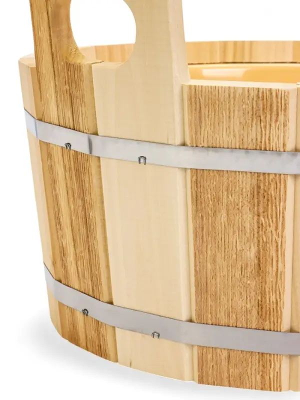 Шайка - таз для бани и сауны &laquo;Термо&raquo;, 12 л, деревянная, пластиковая вставка, &laquo;Добропаровъ&raquo;