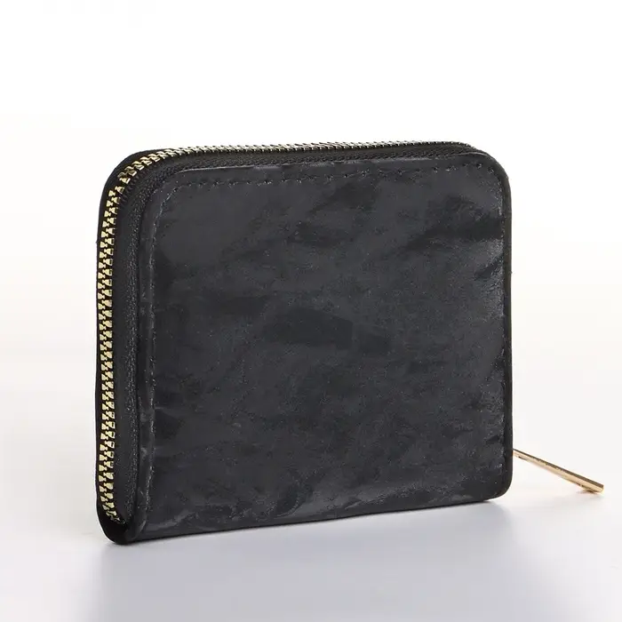 Кошелёк женский на молнии 11&times;2.5&times;9 см, однотонный, чёрный
