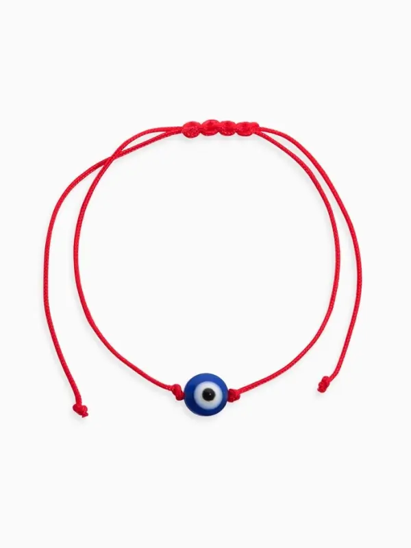 Браслет-оберег «Красная нить» талисман защиты, глазик от сглаза, синий, d=8 см
