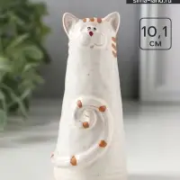 Фигурка керамика &laquo;Полосатый котик, хвост рогаликом&raquo;, 4.7&times;4.7&times;10.1 см