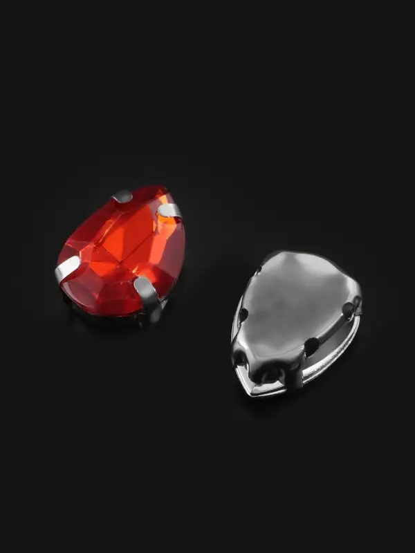 Стразы пришивные &laquo;Капля&raquo;, в оправе, 10&times;14 мм, 20 шт., красные