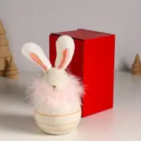 Сувенир керамика, текстиль "Зайчик с пухом, круглый" 7,4х7,4х15,5 см Сувенир керамика, текстиль "Зайчик с пухом, круглый" 7,4х7,4х15,5 см