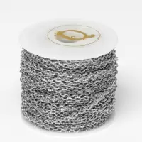 Цепочка железная без карабина на бобине, 0.25&times;0.2&times;0.05 см, L=10 м, цвет серебро