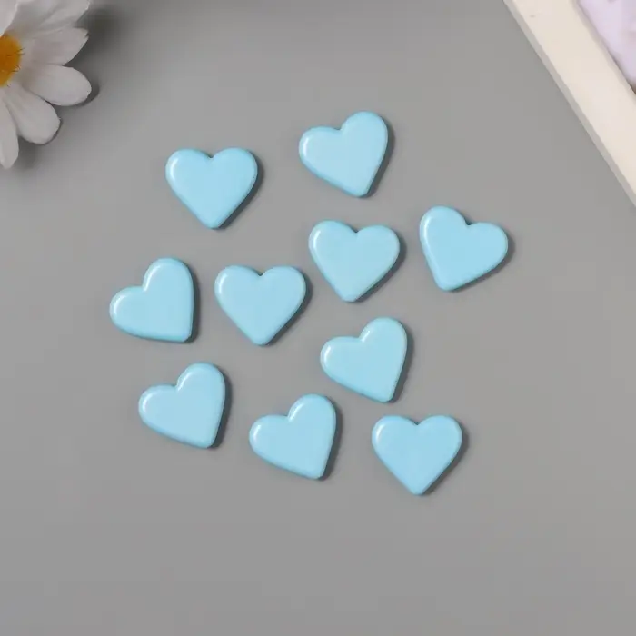Бусины для творчества акрил Бусины для творчества акрил "Сердечки гладкие" голубой 2,4х2х0,5 см