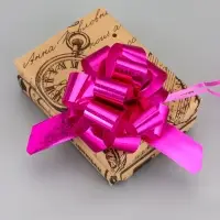 Подарочный бант - шар №3 голография, розовый, для упаковки подарков