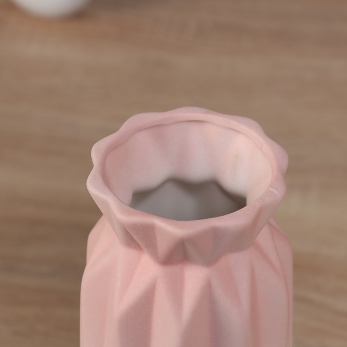 Ваза керамика настольная Ваза керамика настольная "Хайди" грани галант, 21х8 см, бело-розовый