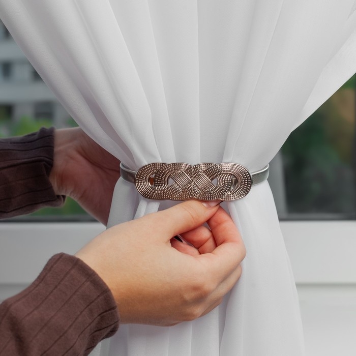 Подхват для штор «Плетение», 2 × 33 см, цвет серебряный Подхват для штор «Плетение», 2 × 33 см, цвет серебряный