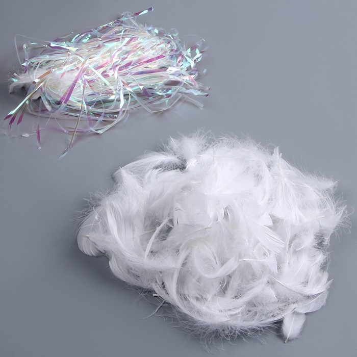 Набор для творчества и декора &laquo;Перья белые + наполнитель&raquo;, цвет серебро