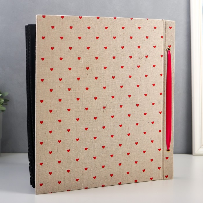 Фотоальбом на 800 фото 10х15 см Фотоальбом на 800 фото 10х15 см "Мелкие сердечки" текстиль, чёрные листы 5х33х36 см