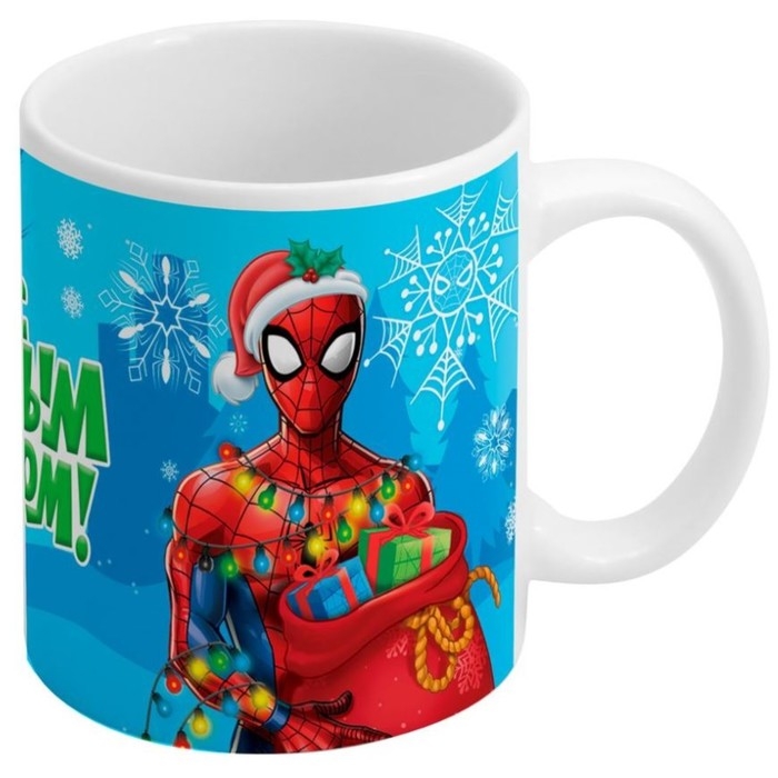Новый год. Кружка керамическая сублимация, 320 мл, Человек-паук Новый год. Кружка керамическая сублимация, 320 мл, Человек-паук