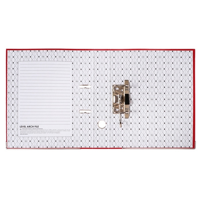 Папка-регистратор А4, 50 мм, Calligrata, ПВХ, тиснение Папка-регистратор А4, 50 мм, Calligrata, ПВХ, тиснение "лен", металлическая окантовка, карман на корешок, собранная, красная, микс
