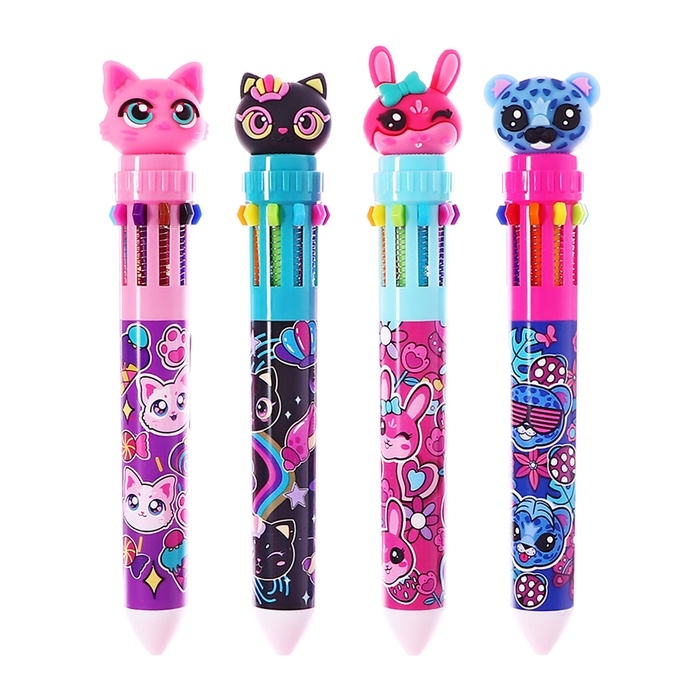 Ручка шариковая автоматическая, 10-ти цветная, штрихкод на штуке, МИКС Котик Ручка шариковая автоматическая, 10-ти цветная, штрихкод на штуке, МИКС Котик