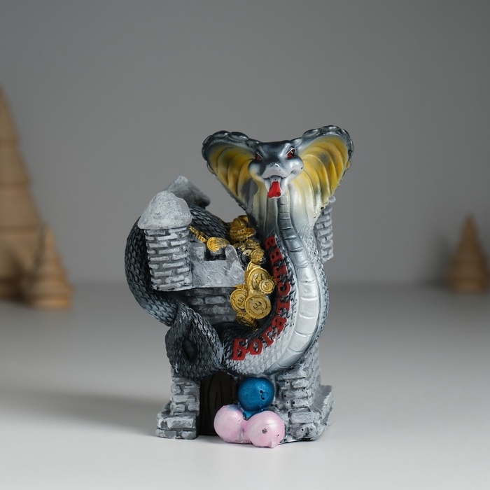 Копилка полистоун Копилка полистоун "Змея тёмная на башне" 7х6,5х10,3 см